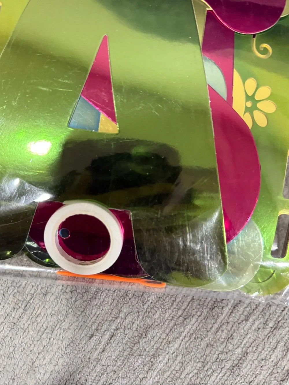Fiesta Metallic Green and Pink Letter and flag Banner